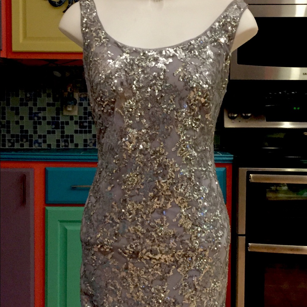 Silver sequin dress